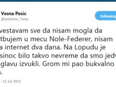 Vesna Pešić obaveštava svoje fanove da nije mogla da učestvuje na Vimbldonu jer joj je grom pao iza leđa!