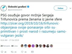 PSG oštro osuđuje govor mržnje Sergeja Trifunovića prema ženama iz javne sfere
