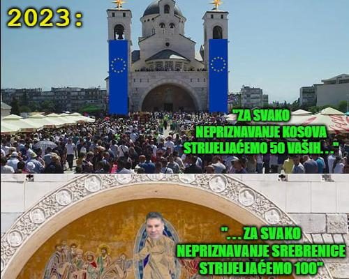 Godina je 2023. ispred Hrama voznesenja pomoćnika zamjenika ministra za zapadni Balkan