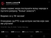 Studenti u blokadi traže da RTS pusti reprizu „Boljeg života“, najavili skup za večeras!