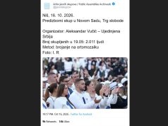 ARHIV JAVNIH SKUPOVA: U Novom Sadu se okupilo ukupno 2011 građana na predizbornom skupu liste „Aleksandar Vučić – Ujedinjena Srbija“